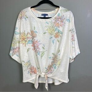 Democracy t-shirt large floral tie linen style pastels boho chic pink coastal